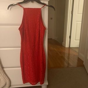 Red Misguided Lace Bodycon Dress